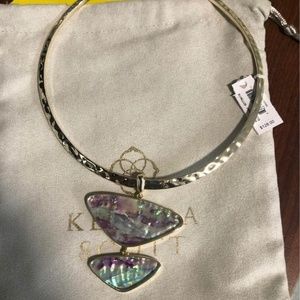 Margot Gold Statement Necklace in Lilac Abalone